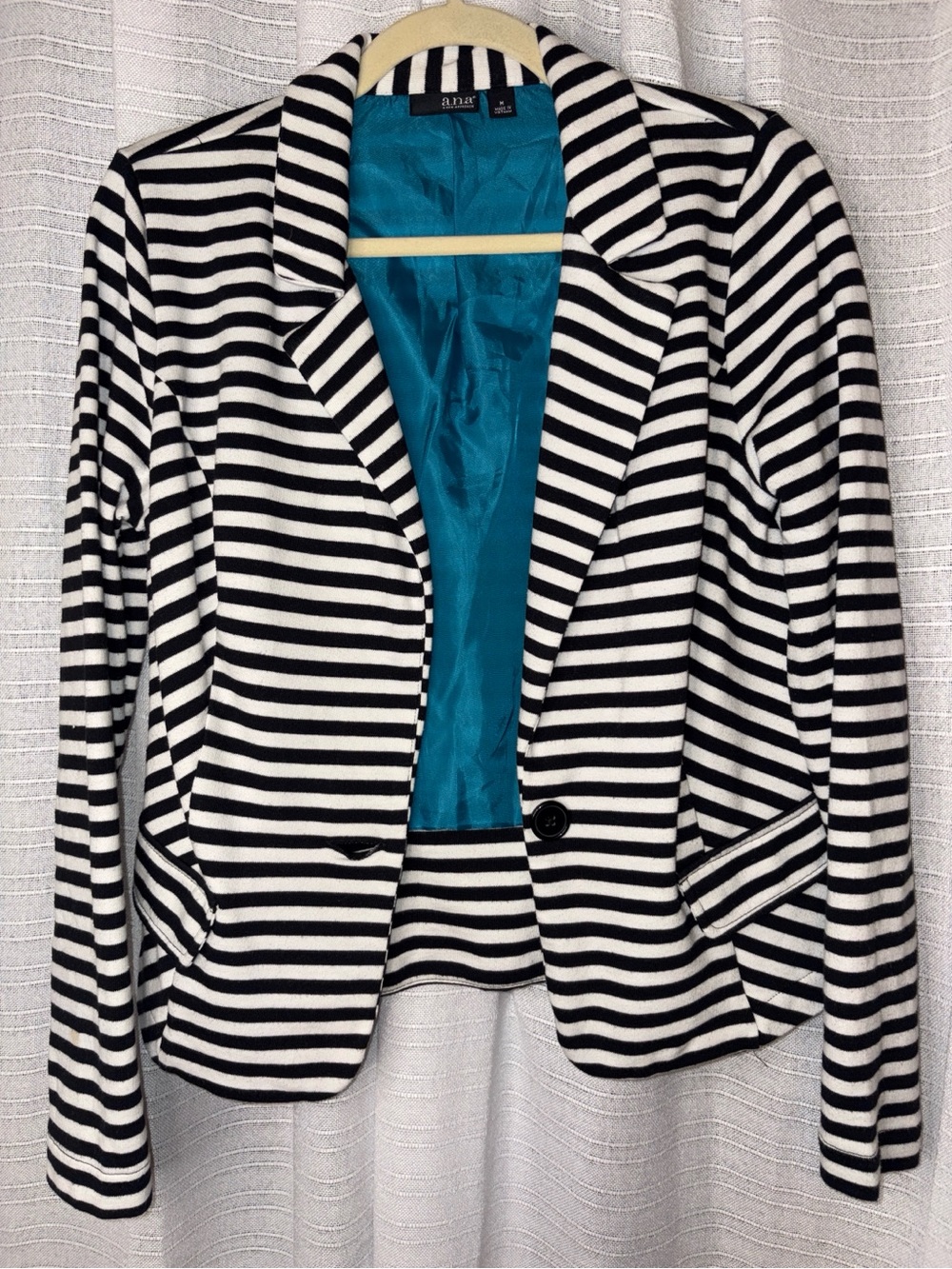 a.n.a Women's Black White Striped Blazer Jacket in size Medium